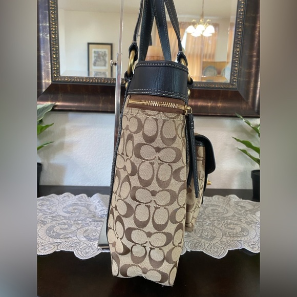 Coach Vintage Legacy 65th Anniversary Gigi turnlock tote bag,brown,black leather - Picture 5 of 16